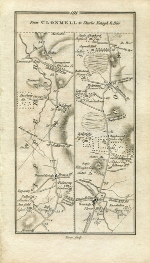 1778 Taylor & Skinner Antique Ireland Road Map 191/192 Borrisoleigh Nenagh Beechwood Birr Templemore Castlesheppard Borrisokane Tipperary