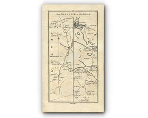 1778 Taylor & Skinner Antique Ireland Road Map 201/202 Gort Kilcolgan Oranmore Galway Sixmilebridge Ralahine Ballycar Quin Clarecastle Ennis