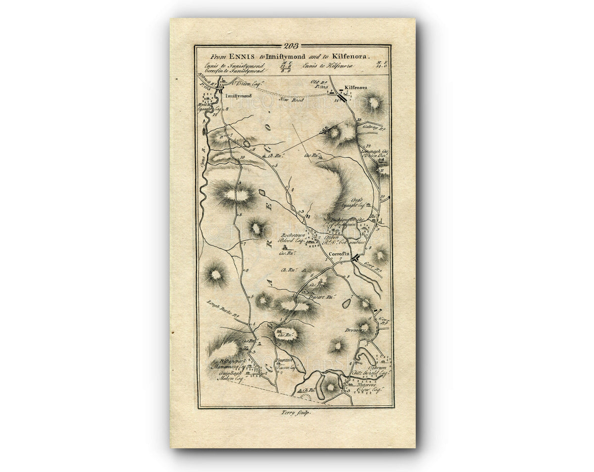 1778 Taylor & Skinner Antique Ireland Road Map 203/204 Corofin Leamane ...