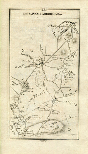 1778 Taylor & Skinner Antique Ireland Road Map 251/252 Cavan Stradone Bailieborough Kingscourt Drumconrath Smarmore Ardee Collon Cavan Meath