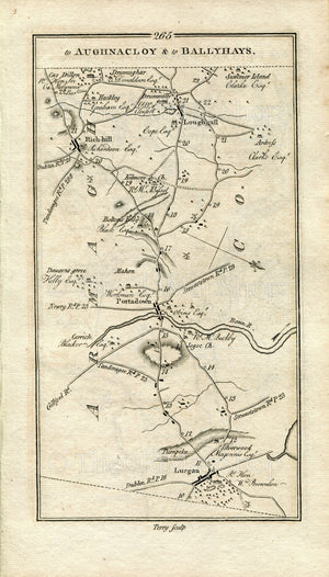 1778 Taylor & Skinner Antique Ireland Road Map 265/266 Lurgan Portadown Richhill Loughgall Moy Charlemont Blackwatertown Armagh Keady Tynan