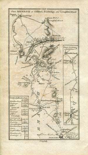 1778 Taylor & Skinner Antique Ireland Rd Map 287/288 Killough Downpatrick Saintfield Belfast Armagh Richhill Hamiltonsbawn Tandragee Gilford