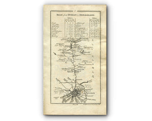 1778 Taylor & Skinner Antique Ireland Road Map 1/2 Dublin Swords Lusk Skerries Knock Balrothery Balbriggan Knocknagin Julianstown Dardistown