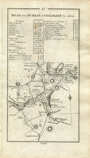 1778 Taylor & Skinner Antique Ireland Road Map 15/16 Waringstown Donaghcloney Lurgan Magheralin Moira Aghagallon Aghalee Ballinderry Crumlin