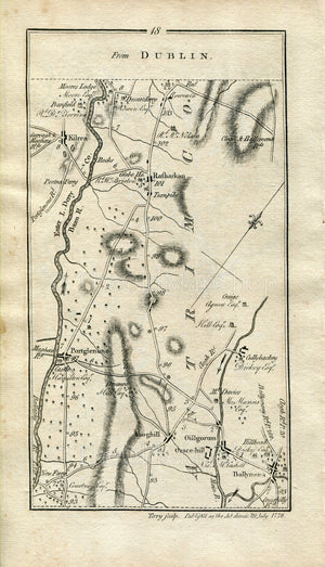 1778 Taylor & Skinner Antique Ireland Road Map 17/18 Antrim Randalstown Kells Connor Ballymena Galgorm Gracehill Ahoghill Portglenone Kilrea