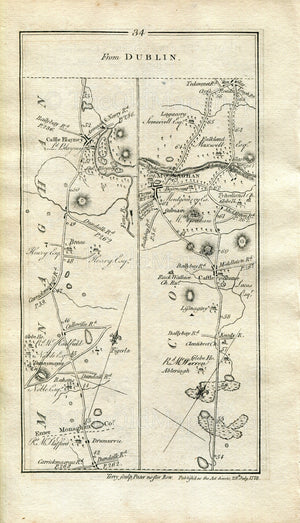 1778 Taylor & Skinner Antique Ireland Road Map 31/32 Drogheda Tullyallen Collon Tallanstown Rahans Donaghmoyne Castleblayney Monoghan Ardee