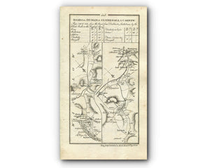 1778 Taylor & Skinner Antique Ireland Road Map 145/146 Rathdrum Ballinaclash Aughrim Croneyhorn Clonegall Hacketstown Ballybeg Carnew Gorey