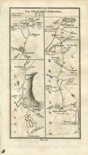 1778 Taylor & Skinner Antique Ireland Road Map 233/234 Granard Edgeworthstown Taghshinny Ballymahon Carrick-On-Shannon Leitrim Manorhamilton