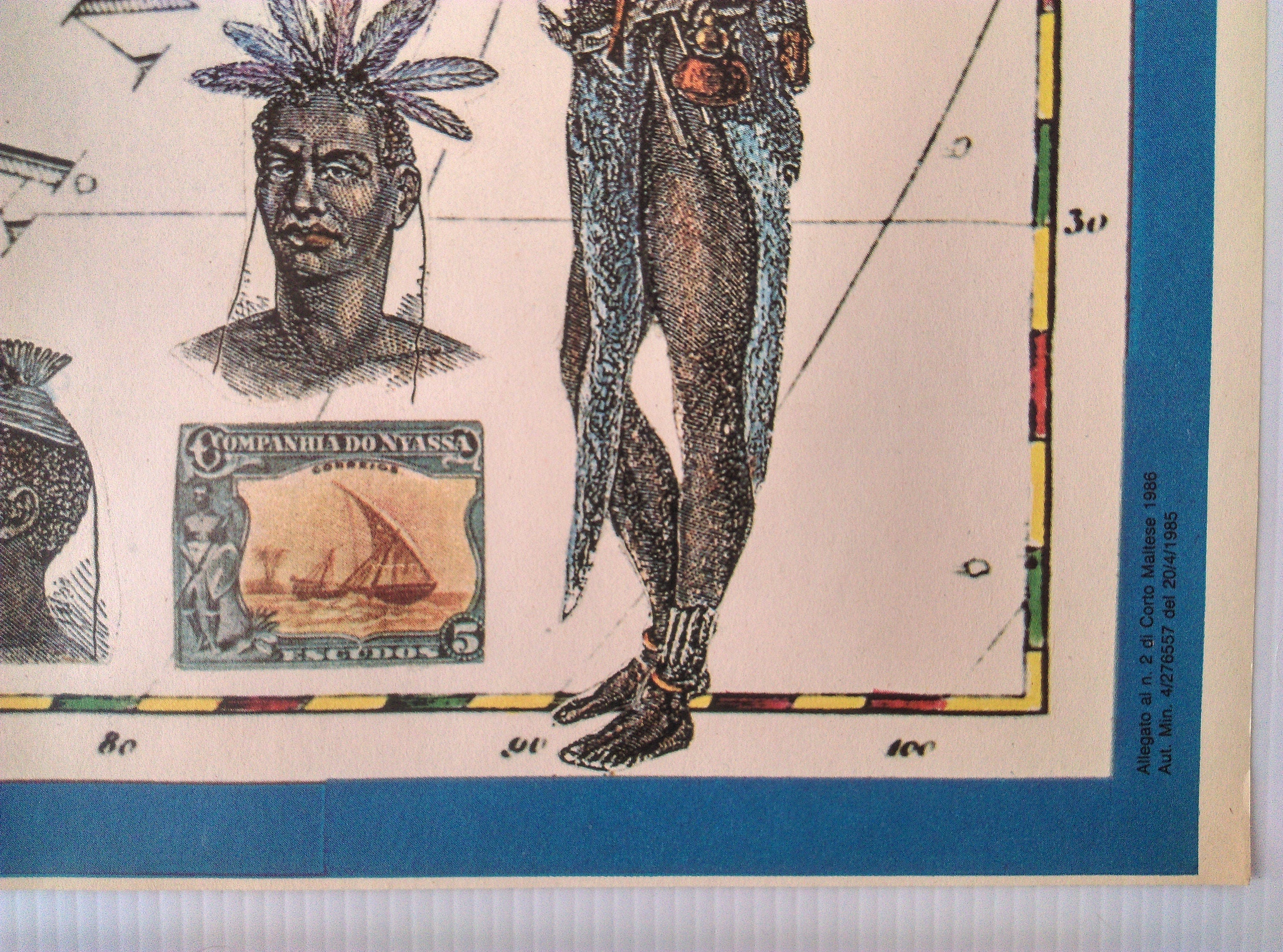 1986 Pictorial Map of Africa by Hugo Pratt. Middle East, South Africa, Sahara, Poster Map.