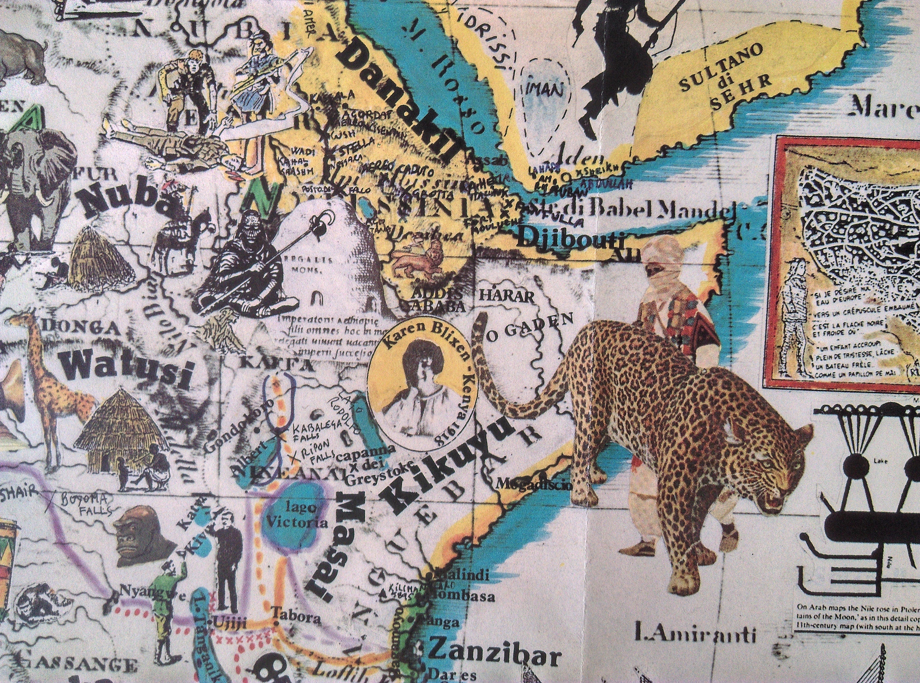 1986 Pictorial Map of Africa by Hugo Pratt. Middle East, South Africa, Sahara, Poster Map.