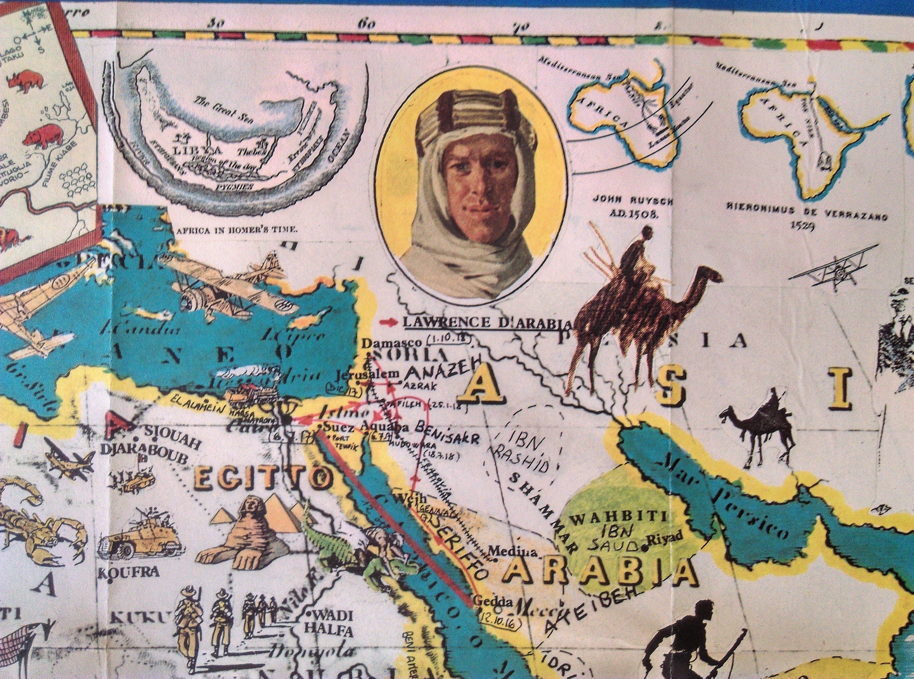 1986 Pictorial Map of Africa by Hugo Pratt. Middle East, South Africa, Sahara, Poster Map.