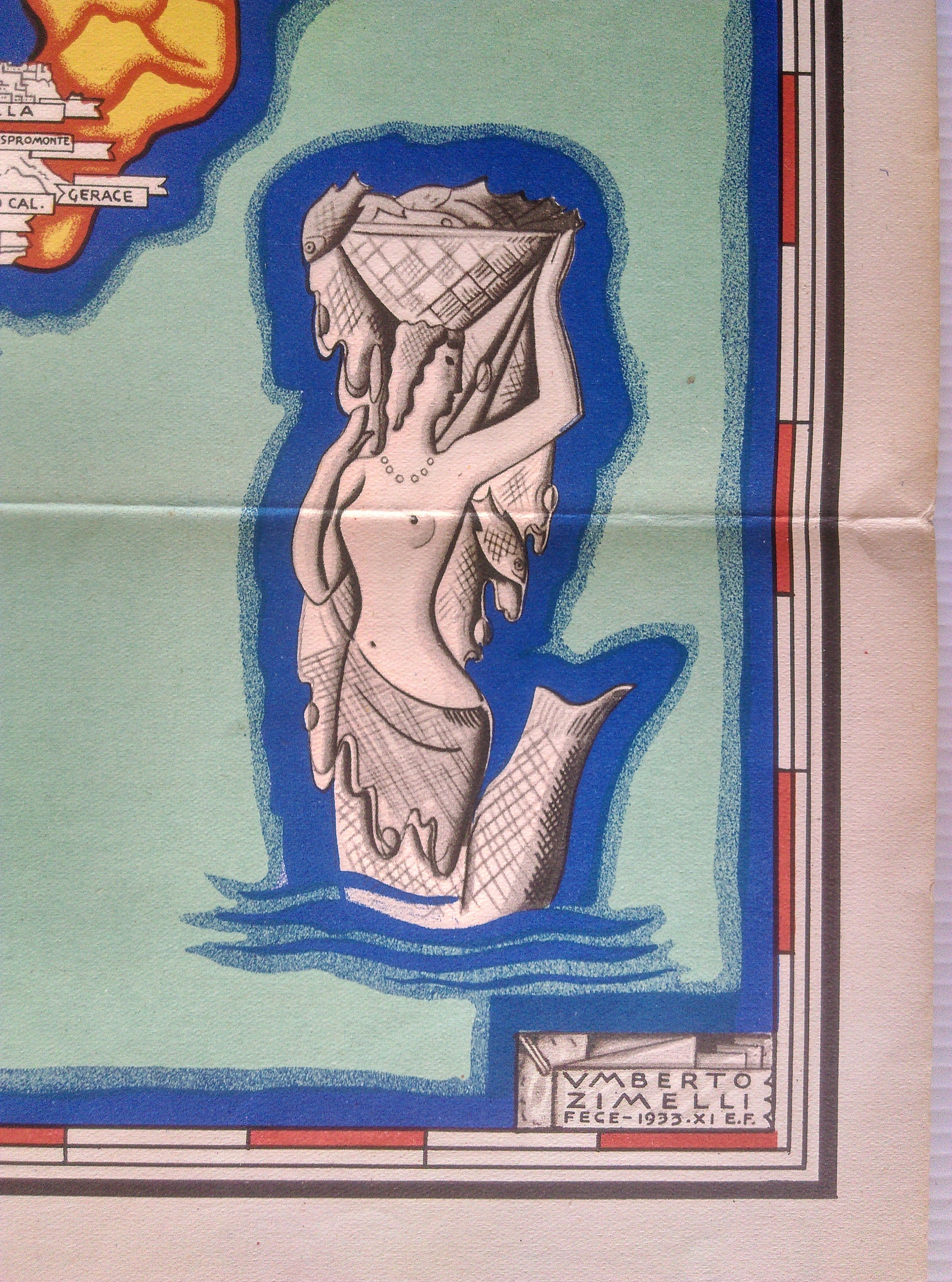 1933 Italy Pictorial Map, Umberto Zimelli, Beautiful Italy, La Belle Italie, This is the French Version of this map. Italy Poster.