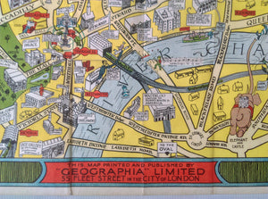 The New Pictorial map of London by Geographia ltd c.1934. Map Poster