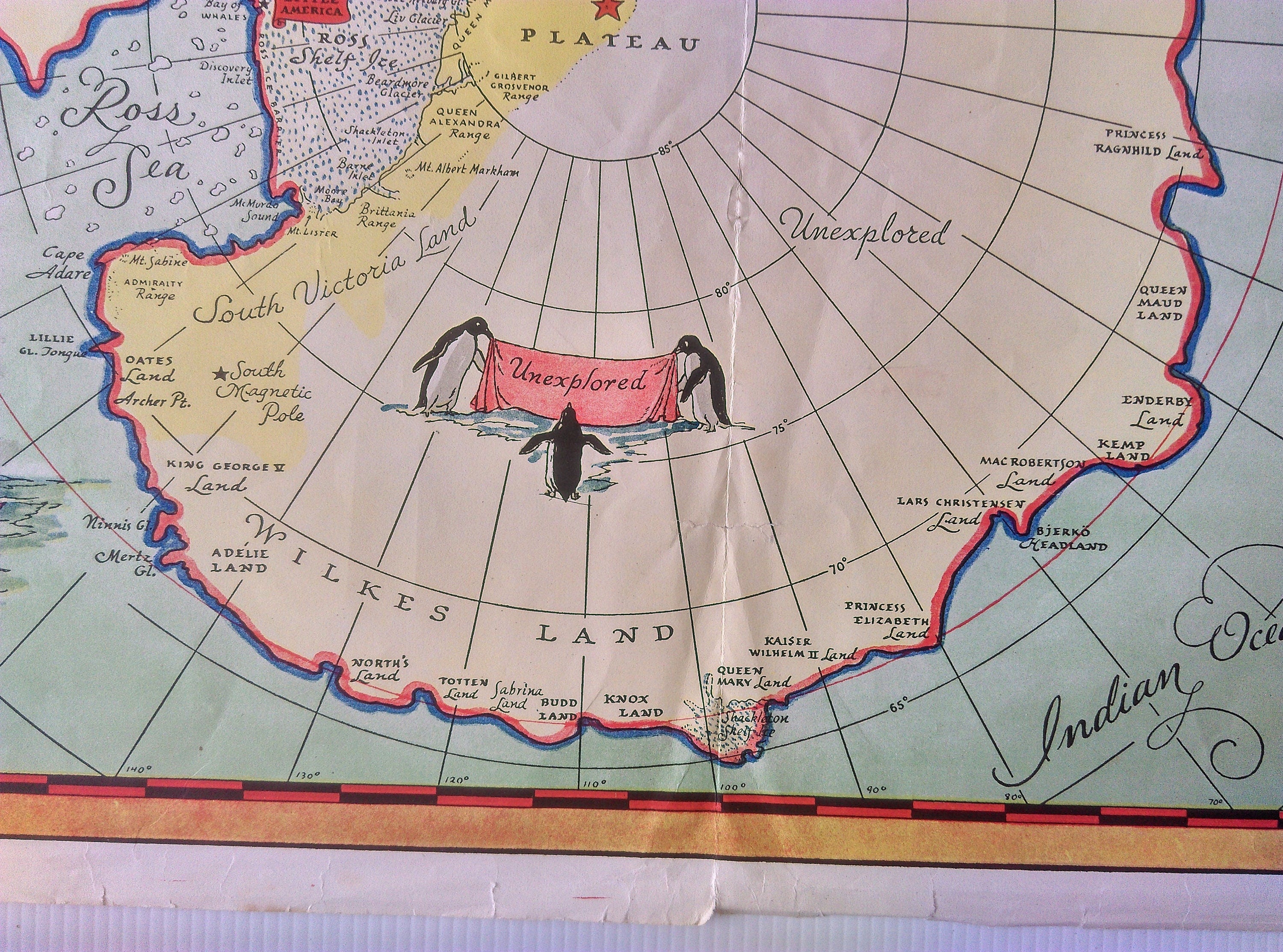 1934 George Annand Pictorial Map - Authorized Map of the Second Byrd Antarctic Expedition, South Pole, Map Poster.