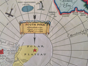 1934 George Annand Pictorial Map - Authorized Map of the Second Byrd Antarctic Expedition, South Pole, Map Poster.