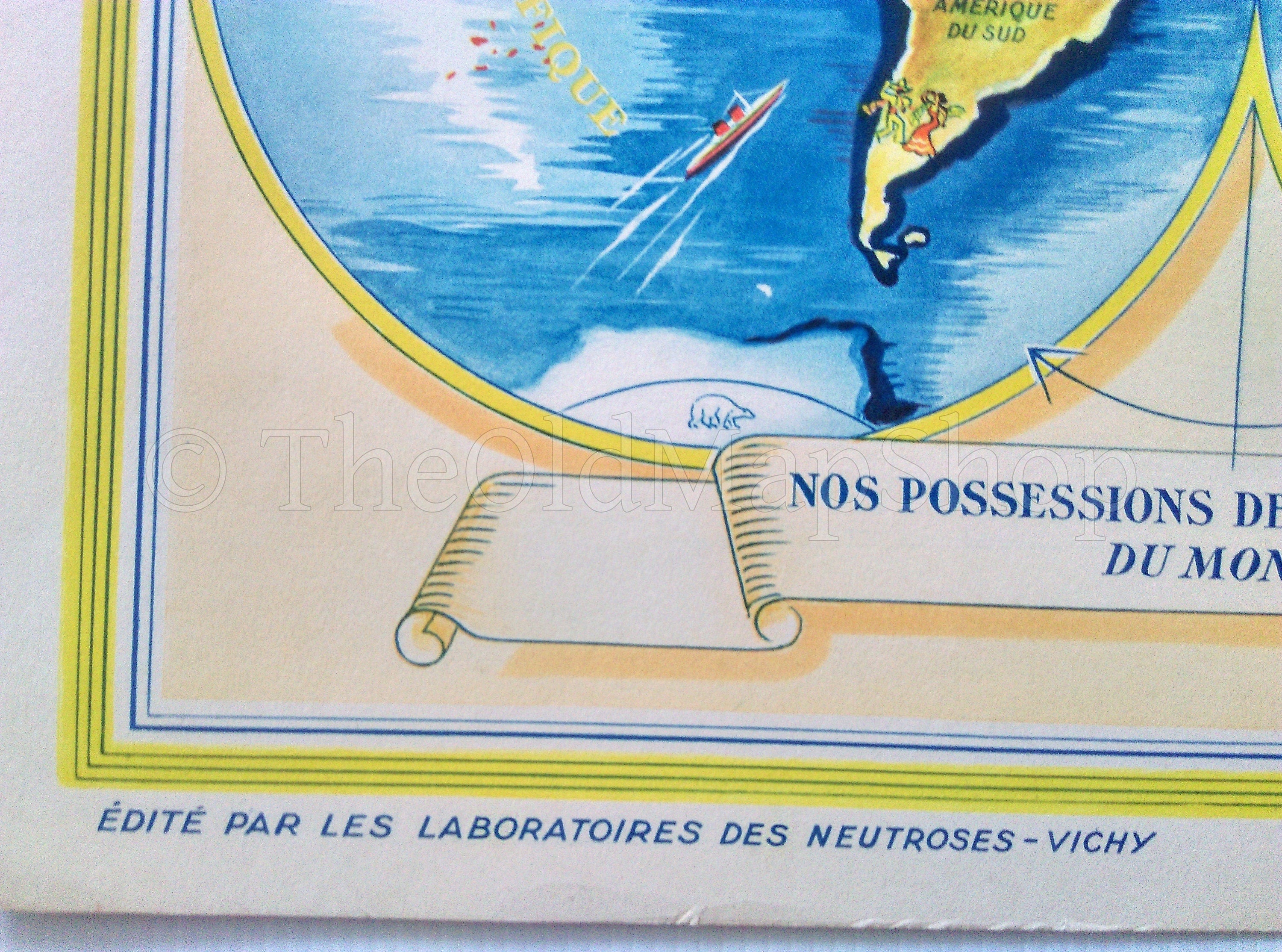 1939 Double Hemispheres Pictorial World Map, Published in Paris by Neutroses-Vichy at Petit Jean