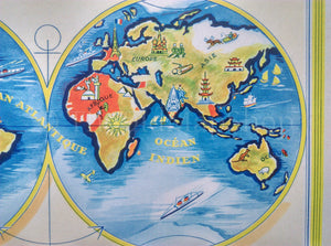 1939 Double Hemispheres Pictorial World Map, Published in Paris by Neutroses-Vichy at Petit Jean