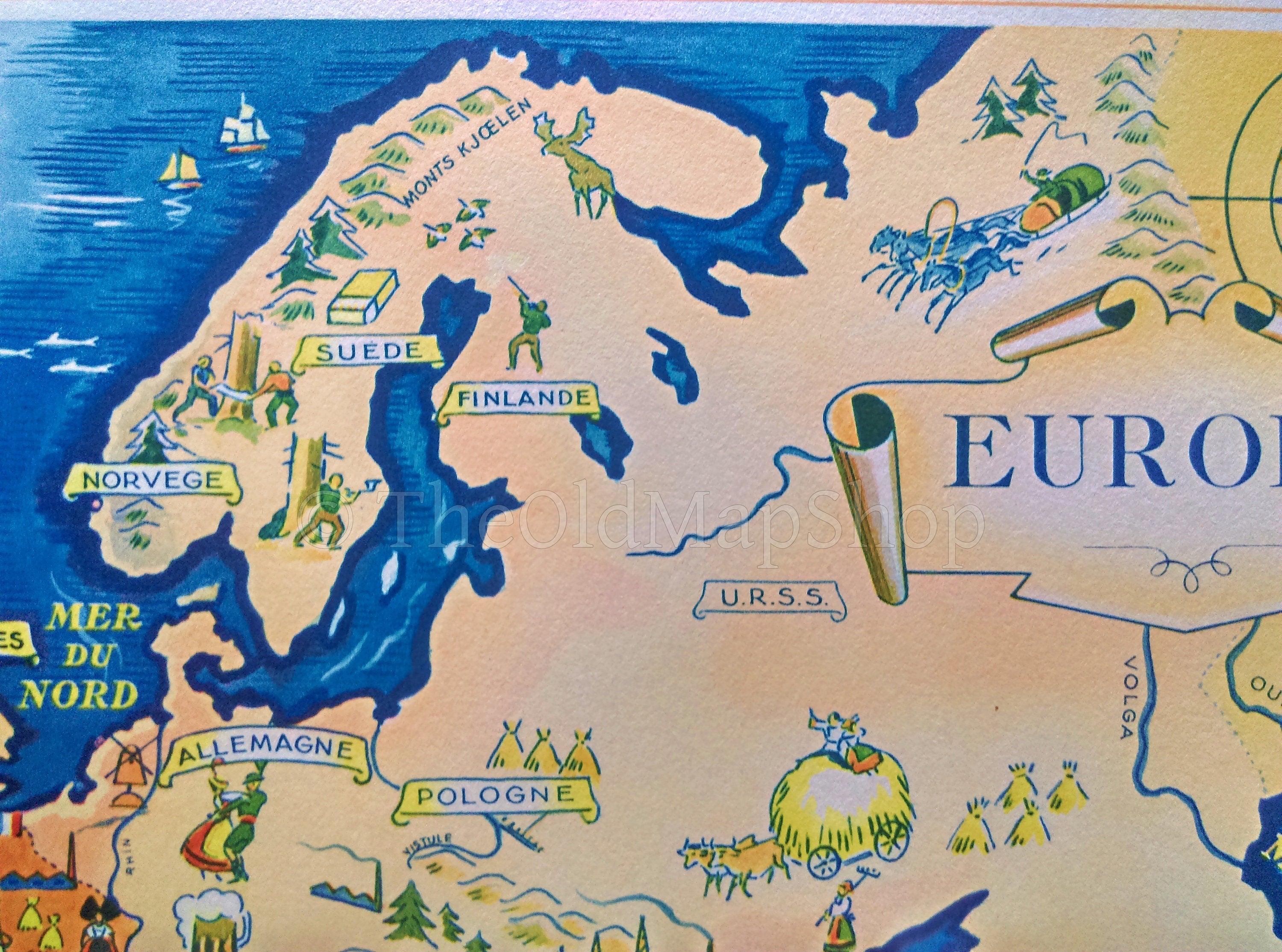 1939 Europe, French Possessions, France, Syria, Algeria, Tunisia, Pictorial Map, Published in Paris by Neutroses-Vichy at Petit Jean.