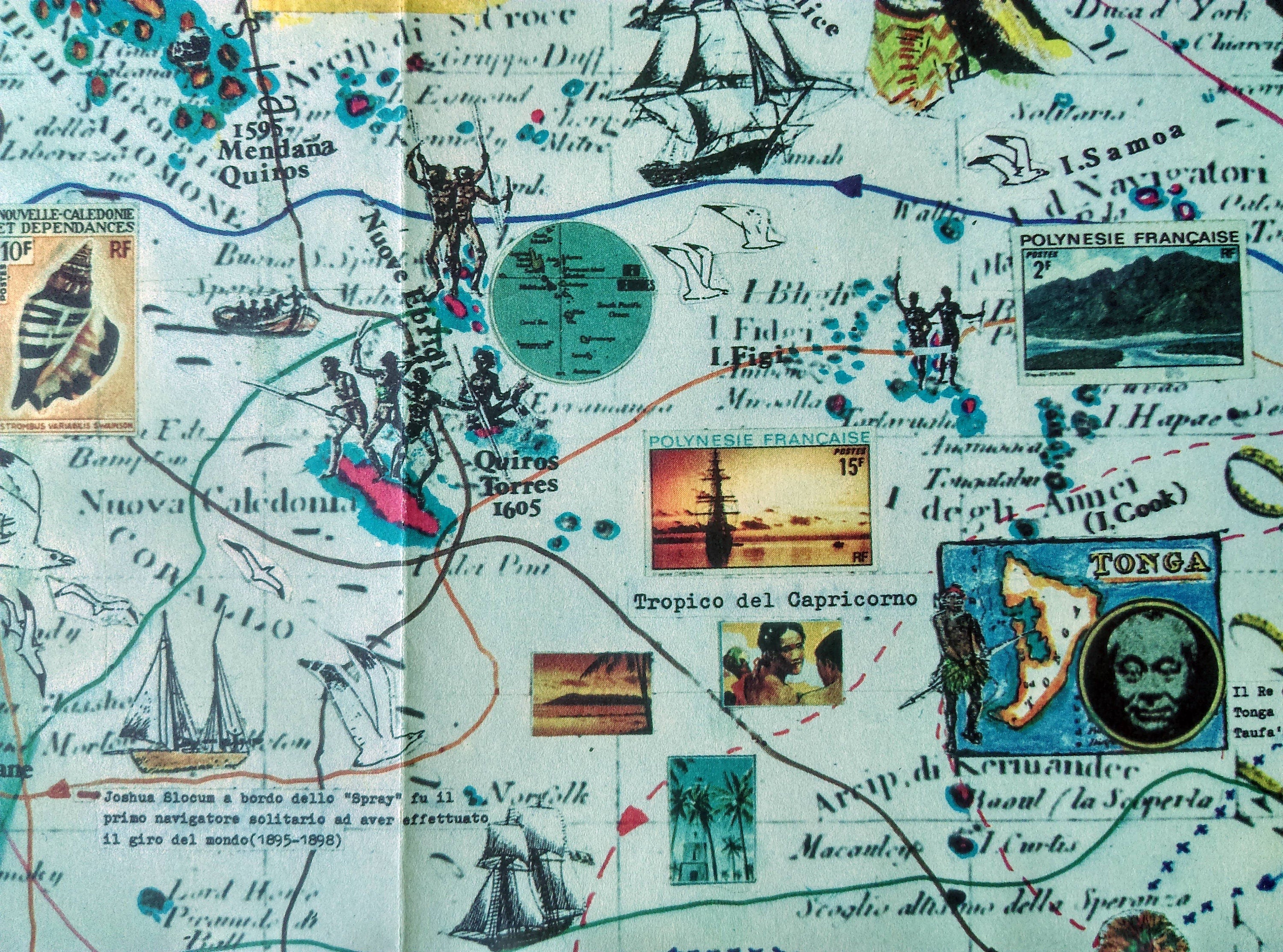 1986 Pictorial Map of Australia, New Zealand, Oceania, New Guinea by Hugo Pratt. Poster Map