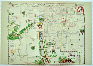 1935 Matias Santoyo, City of Mexico and Environs, Pictorial Map
