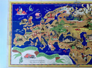 c.1956 Pictorial Map of Europe, Asia by J B Jannot (Jan-Loup) - Grand Circuit Des Capitales, Collection-Concours de Chocolat Menier