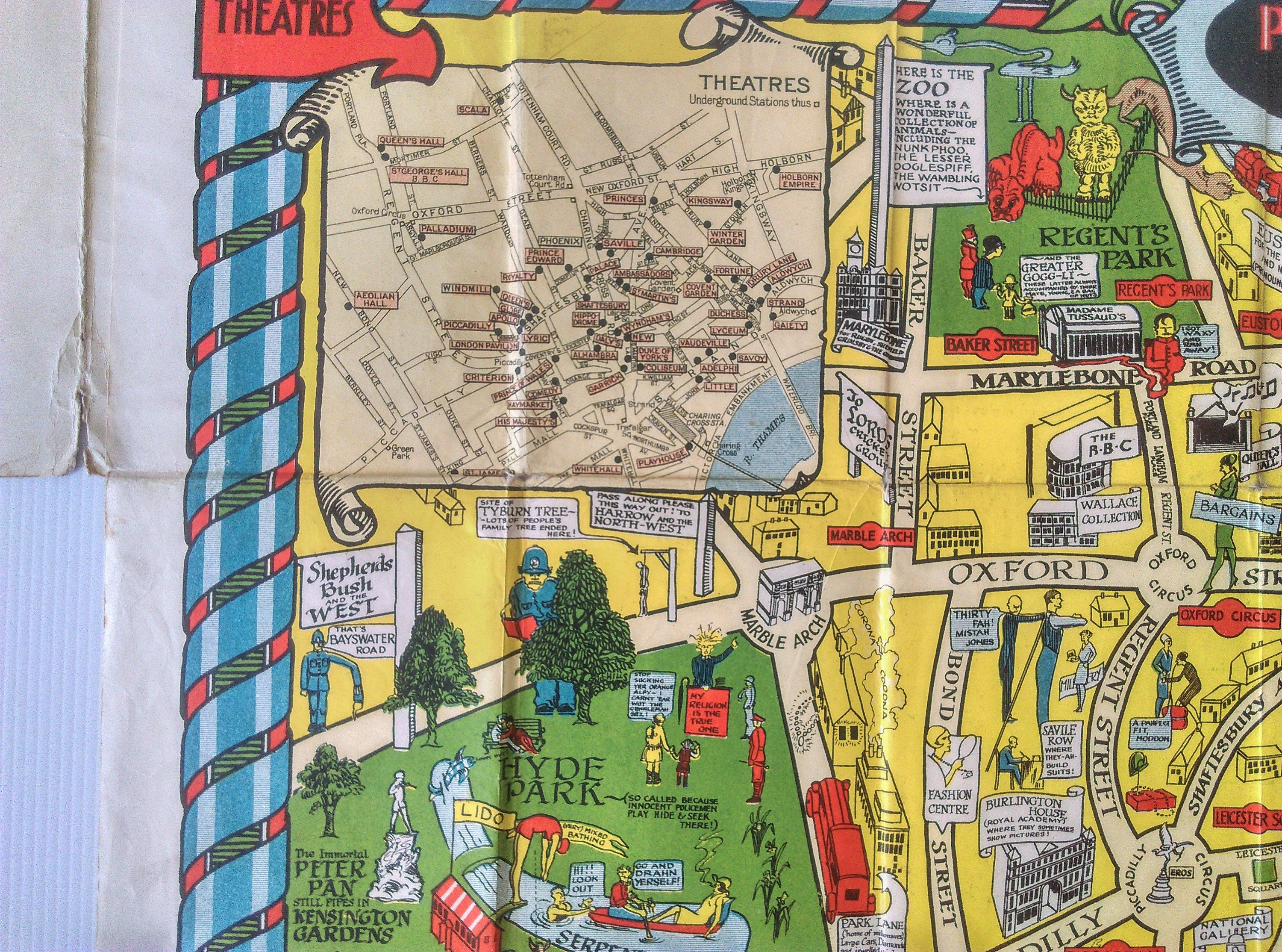 The New Pictorial map of London by Geographia ltd c.1934. Map Poster