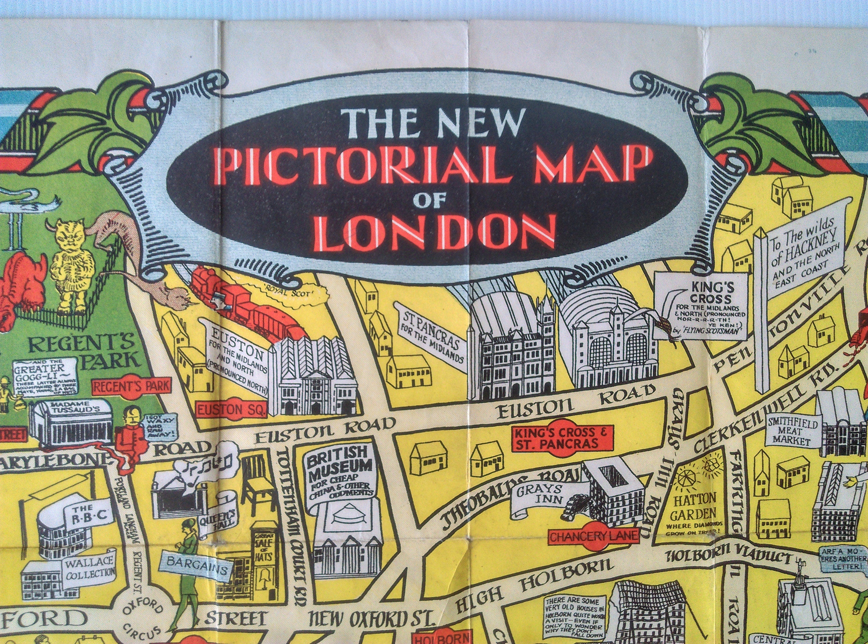 The New Pictorial map of London by Geographia ltd c.1934. Map Poster