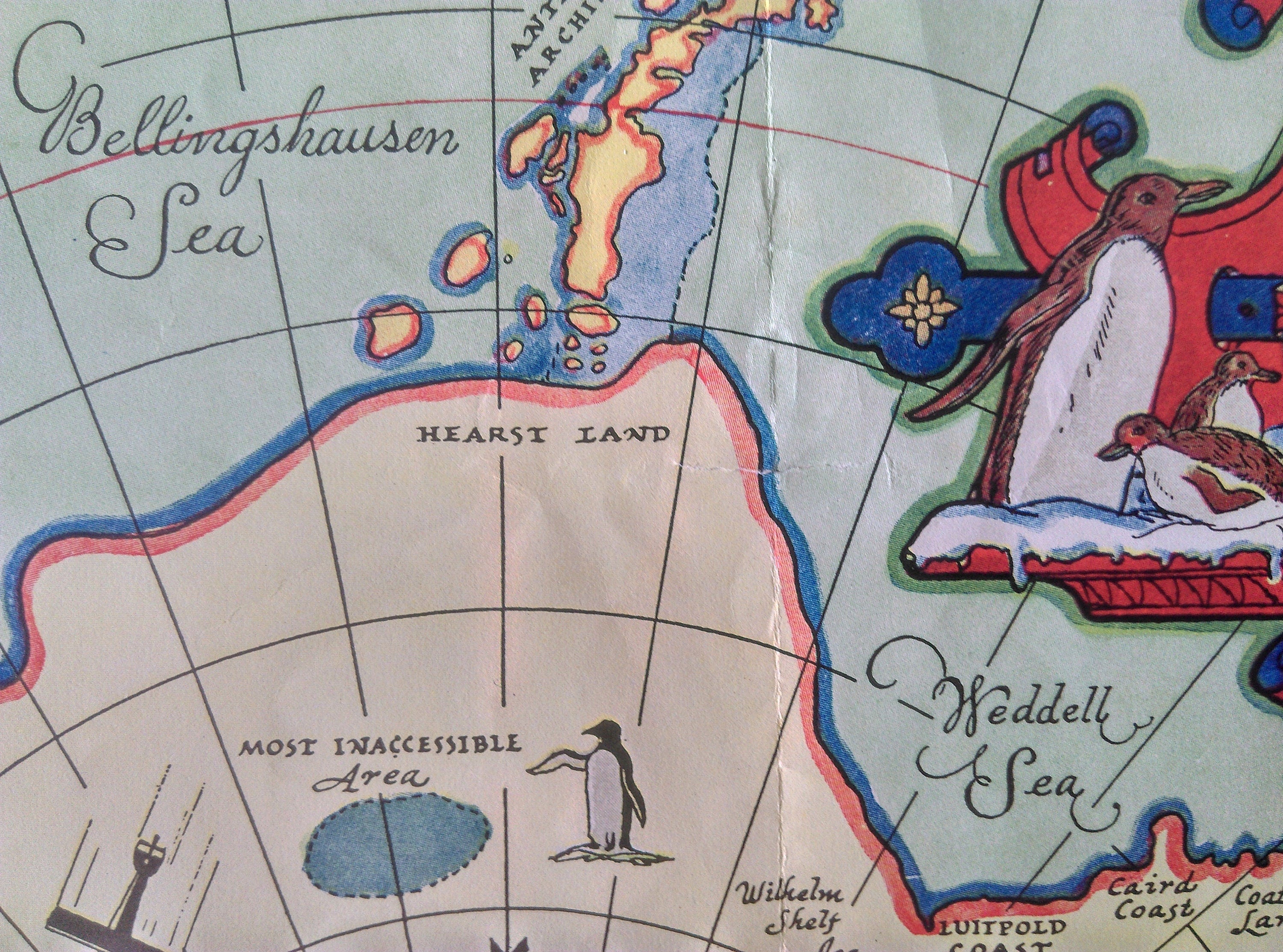1934 George Annand Pictorial Map - Authorized Map of the Second Byrd Antarctic Expedition, South Pole, Map Poster.
