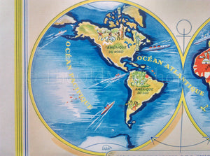 1939 Double Hemispheres Pictorial World Map, Published in Paris by Neutroses-Vichy at Petit Jean