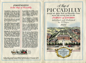 1946 A Map of Piccadilly, London. A Pictorial Map by J. P. Sayer