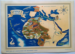 1939 West Africa, Afrique Occidentale, Pictorial Map, Published in Paris by Neutroses-Vichy at Petit Jean. Morocco Tunisia Algeria Guinea