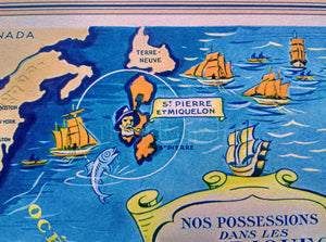 1939 North & South America, French Possessions, Pictorial Map, Published in Paris by Neutroses-Vichy at Petit Jean