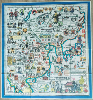 1986 Pictorial Map of China, Hong Kong, Taiwan, Japan, North Korea, South Korea, Mongolia, Beijing by Hugo Pratt. Poster Map