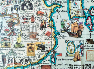 1986 Pictorial Map of China, Hong Kong, Taiwan, Japan, North Korea, South Korea, Mongolia, Beijing by Hugo Pratt. Poster Map