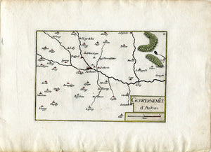 1634 Nicolas Tassin Antique Map Autun, Etang sur Arroux, Mesvres, Igornay, Saone et Loire, Burgundy, France