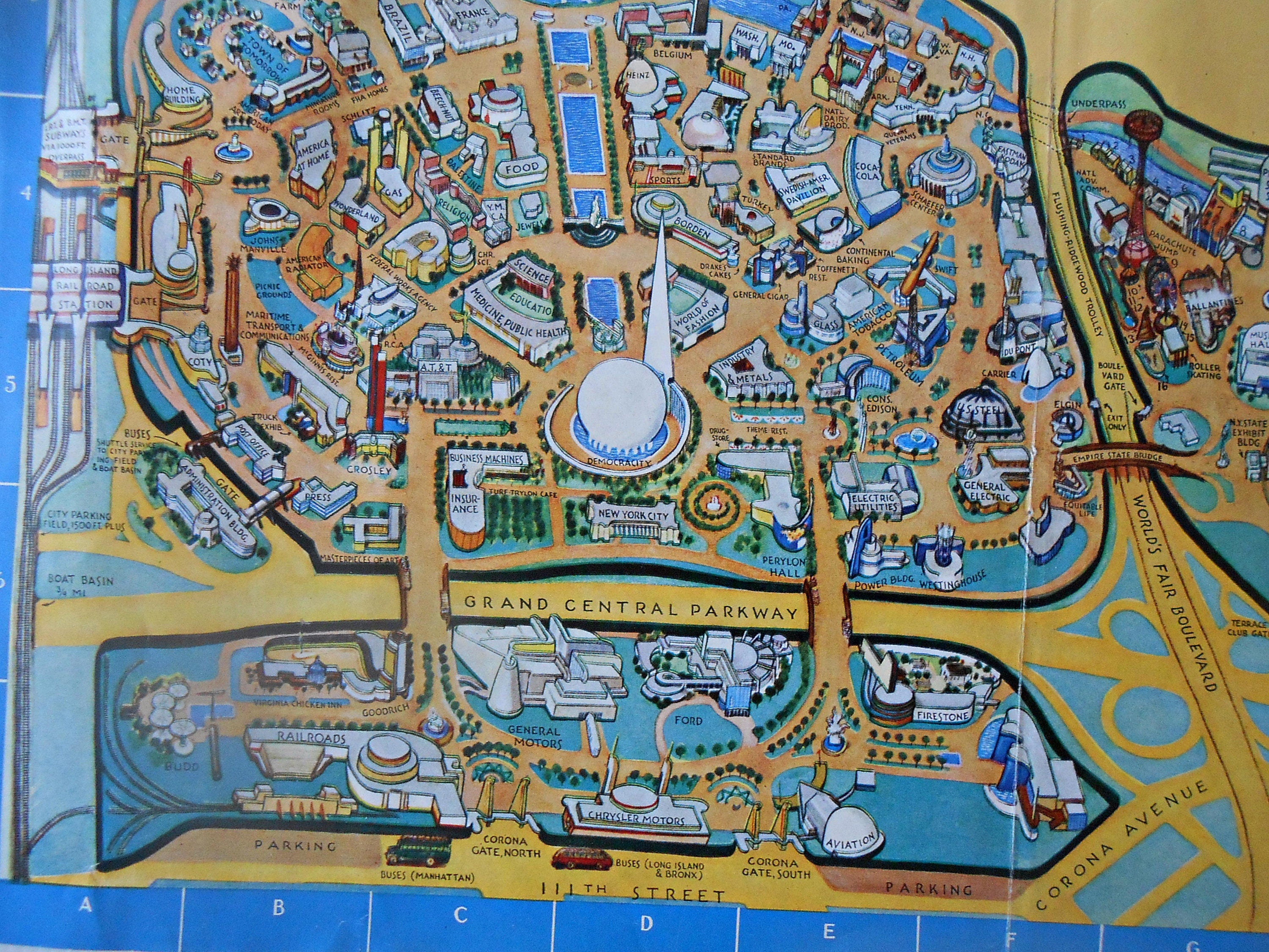 1940 World's Fair Pictorial Map by Carl Rose from the New Yorker Magazine, June 15 1940. Folding Poster Print.