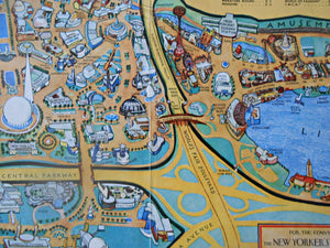 1940 World's Fair Pictorial Map by Carl Rose from the New Yorker Magazine, June 15 1940. Folding Poster Print.