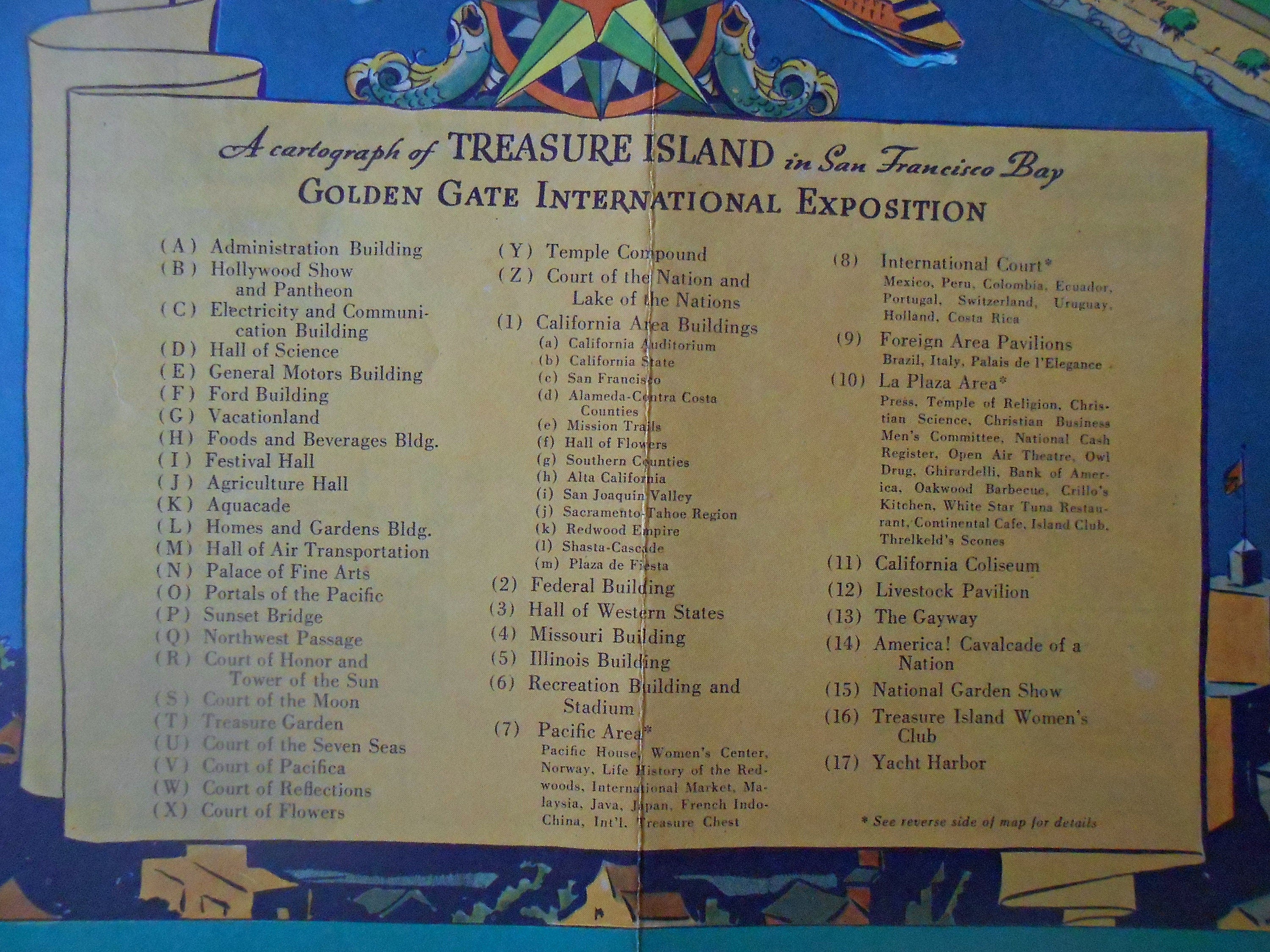 1940 Pictorial Map by Ruth Taylor, Treasure Island, San Francisco Bay, Golden Gate Bridge, International Exposition