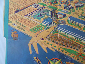 1940 Pictorial Map by Ruth Taylor, Treasure Island, San Francisco Bay, Golden Gate Bridge, International Exposition