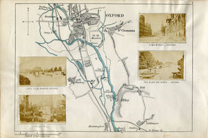 1873 Henry Taunt Antique Map, The River Thames, Oxford, Littlemore, Kennington, South Hinksey, St Clement's, Rose Hill