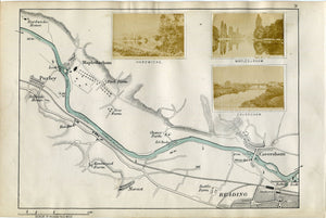 1873 Henry Taunt Antique Map, The River Thames, Mapledurham, Purley, Norcot, Reading, Caversham, Oxfordshire, Berkshire
