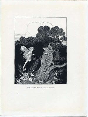 1929 Ida Rentoul Outhwaite Vintage Fairy Print (The Lizard began to Get Lively.) Antique Book Plate, The Little Fairy Sister