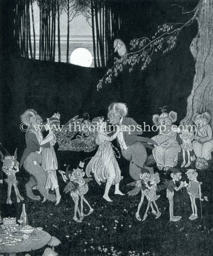 1925 Ida Rentoul Outhwaite Antique Fairy Print (The Dance) Vintage Book Plate, from The Enchanted Forest