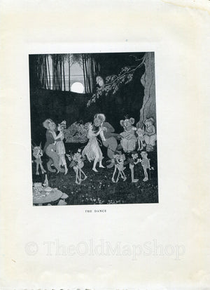 1921 Ida Rentoul Outhwaite Antique Fairy Print (The Dance) Vintage Book Plate, from The Enchanted Forest