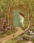 1922 Ida Rentoul Outhwaite Antique Fairy Print, She Saw a Green Mossy Wall & Door, Book Plate from The Little Green Road to Fairyland
