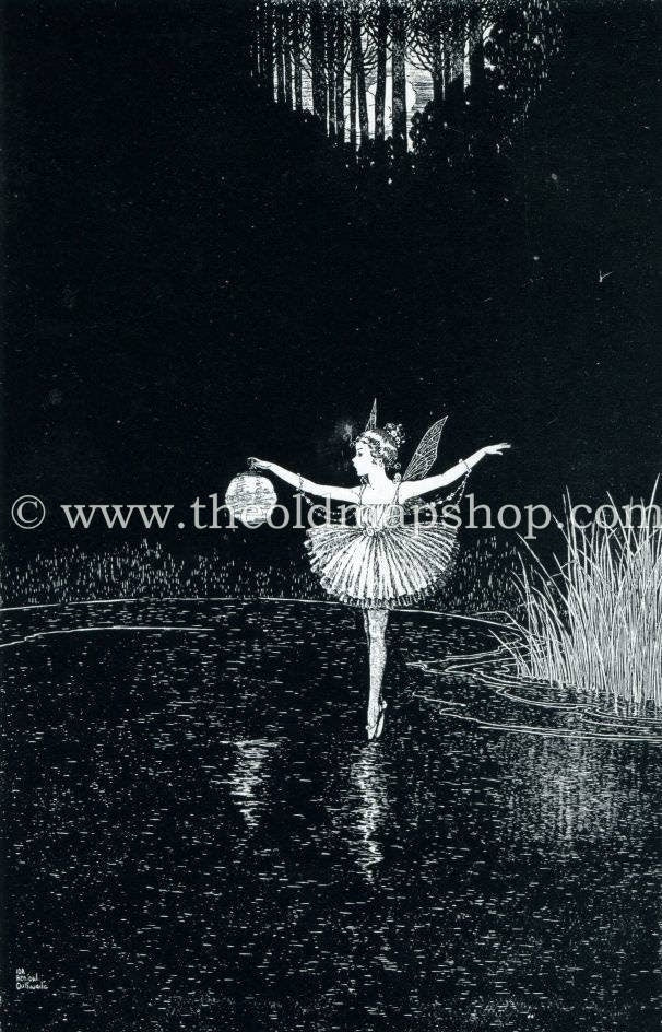 1921 Ida Rentoul Outhwaite Antique Fairy Print (Anne Crosses The Dark Pool) Vintage Book Plate, from The Enchanted Forest