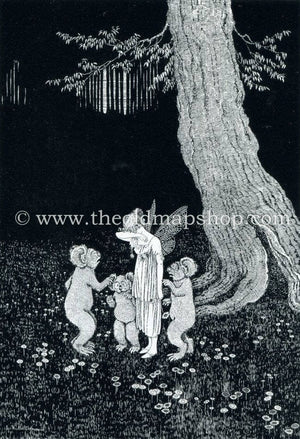 1925 Ida Rentoul Outhwaite Antique Fairy Print (Fairy Beauty Plays A Trick) Vintage Book Plate, from The Enchanted Forest