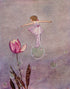 1922 Ida Rentoul Outhwaite Antique Print, Sylvie In Fairy Frock Floating On Great Bubble, Book Plate, The Little Green Road to Fairyland