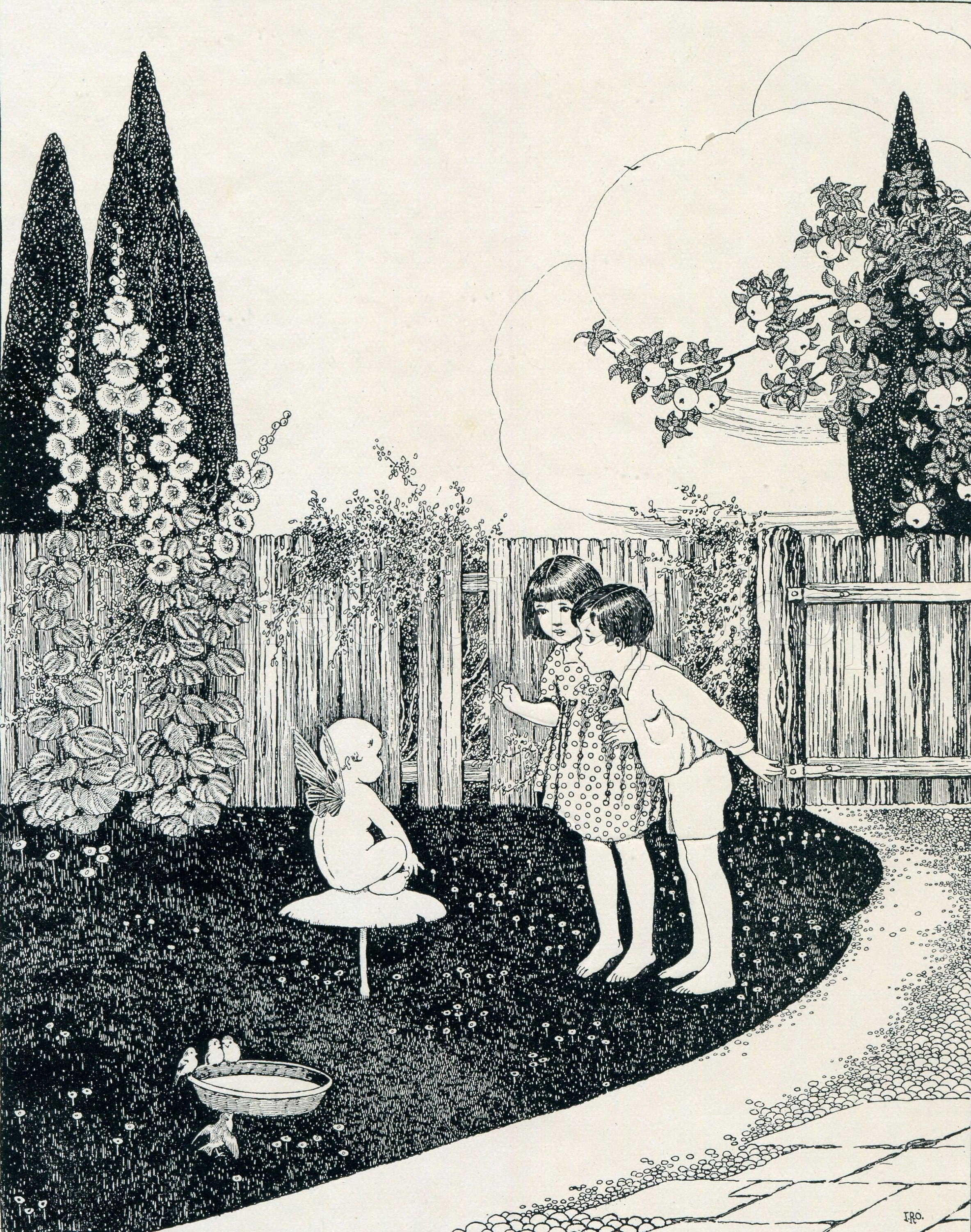 1922 Ida Rentoul Outhwaite Antique Print, Fairies, Fairy Was Allowed to Wear Her Wings, Book Plate from The Little Green Road to Fairyland