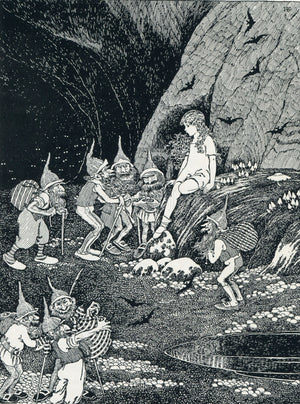 1922 Ida Rentoul Outhwaite Antique Fairy Print, Keep Her In Our Cavern For Our Queen, Book Plate, The Little Green Road to Fairyland